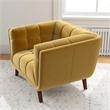 Pemberly Row Mid-Century Modern Tufted Velvet Upholstered Gold Armchair