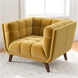Pemberly Row Mid-Century Modern Tufted Velvet Upholstered Gold Armchair
