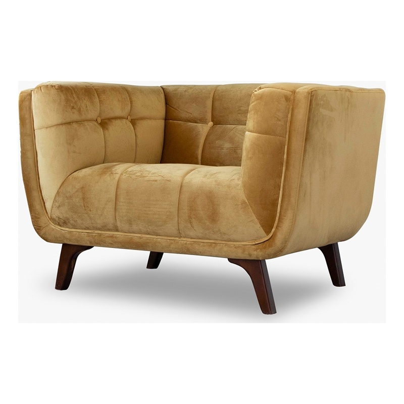 Pemberly Row Mid-Century Modern Tufted Velvet Upholstered Gold Armchair