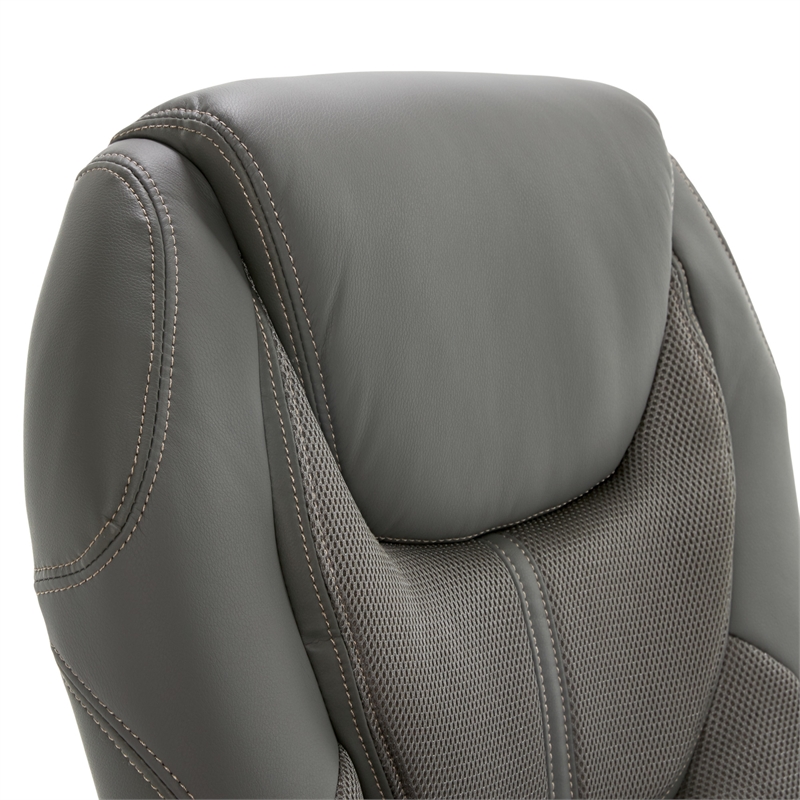 Pemberly Row Contemporary Faux Leather Executive Office Chair in Gray