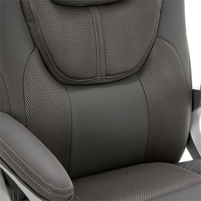 Pemberly Row Contemporary Faux Leather Executive Office Chair in Gray