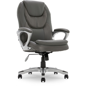 Pemberly Row Contemporary Faux Leather Executive Office Chair in Gray