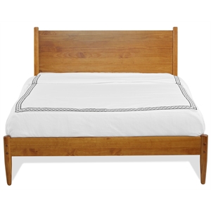 Pemberly Row Mid-Century Solid Wood Full Panel Bed in Castanho Brown