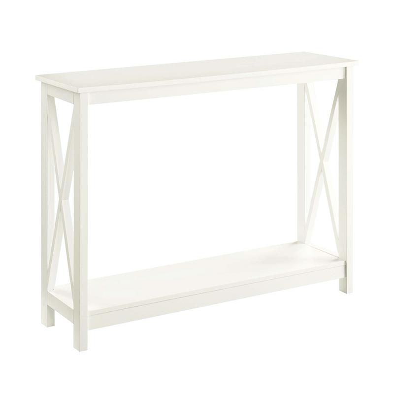 Pemberly Row Modern Console Table with Shelf in Ivory Wood Finish