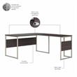 Pemberly Row Engineered Wood 60W L Shaped Table Desk with Drawers in Storm Gray