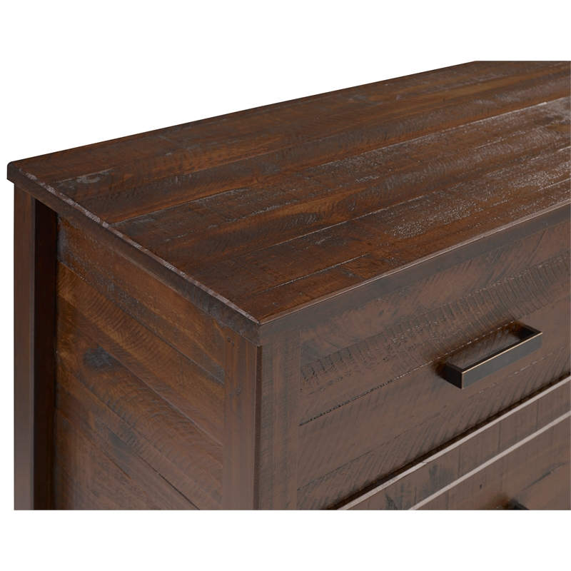 Pemberly Row Modern Six Drawer Dresser - Antique Walnut Finish