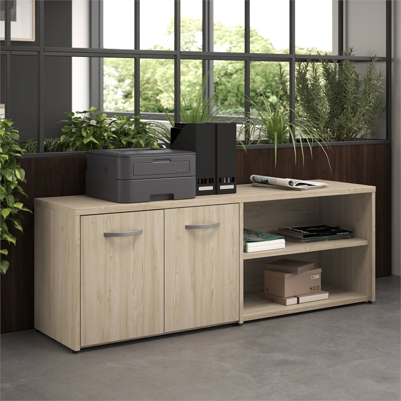 Pemberly Row Modern Low Storage Cabinet with Doors and Shelves
