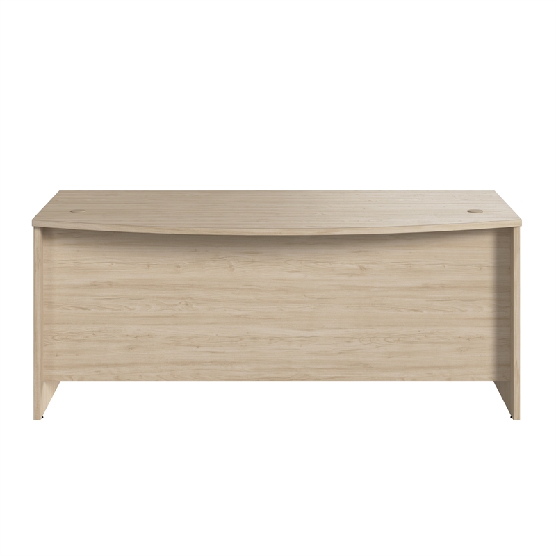Pemberly Row 72W x 36D Bow Front Desk in Natural Elm - Engineered Wood