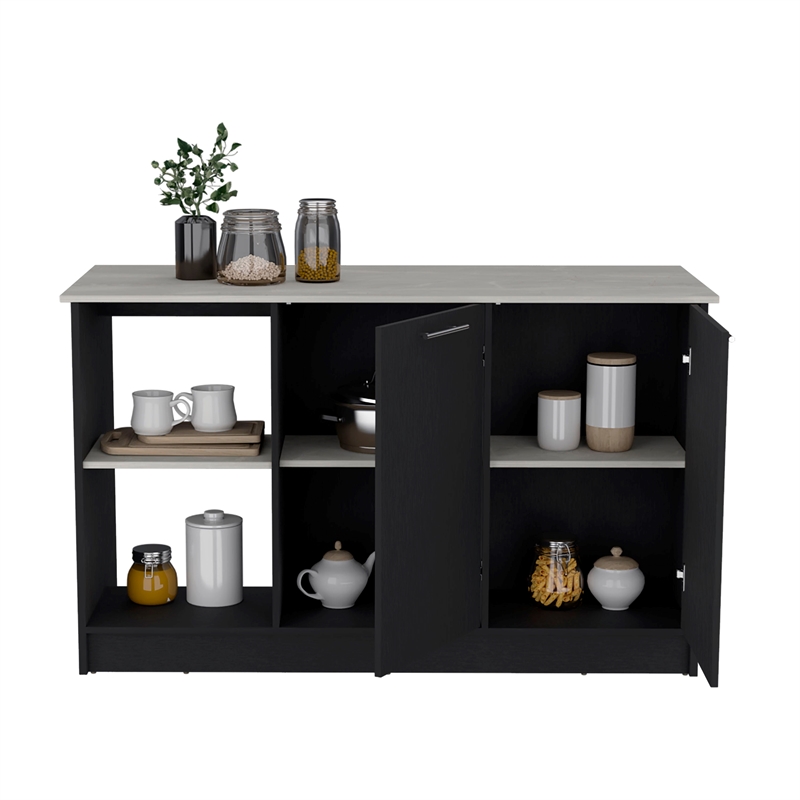 Pemberly Row Modern Engineered Wood Kitchen Island in Multi-Color