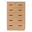 Pemberly Row Wood Tall 5 Drawer Chest Dresser in Beech (Maple)