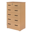 Pemberly Row Wood Tall 5 Drawer Chest Dresser in Beech (Maple)