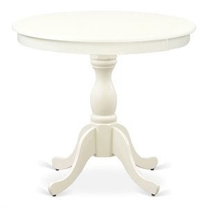 Pemberly Row Antique Wood Dining Table with Pedestal Legs in White