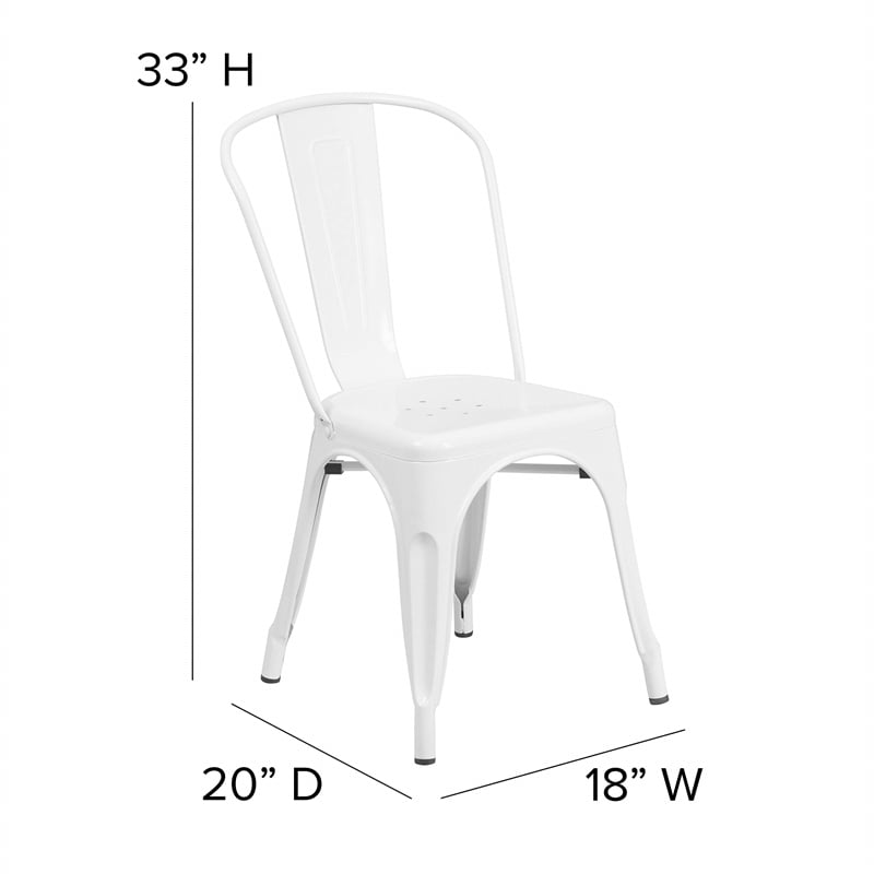 Pemberly Row Modern Metal Stackable Dining Side Chair in White