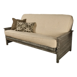 Pemberly Row Coil Hinged Full-size Futon Mattress in Cream-Frame Not Included