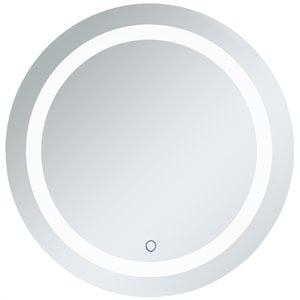 Pemberly Row 28&quot Round Hardwired LED Bathroom Mirror with Touch Sensor