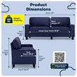 Pemberley Row Upholstered Navy Blue Sofa Rectangular Removable Covers 73