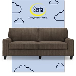 Pemberly Row Modern 78&quot Track Arm Sofa with Removable Covers Brown