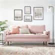 Pemberly Row Mid-Century Performance Velvet Sofa in Pink Finish