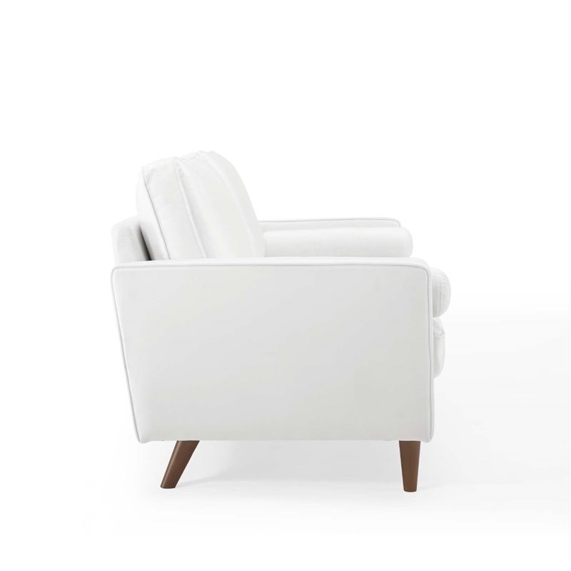 Pemberly Row Mid-Century Performance Velvet Sofa in White Finish