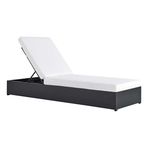 Pemberly Row Patio Powder-Coated Aluminum Chaise Lounge Chair in Gray White
