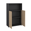 Pemberly Row Set of 2 3-Shelf Adjustable Home Office Bookcases in Black and Oak