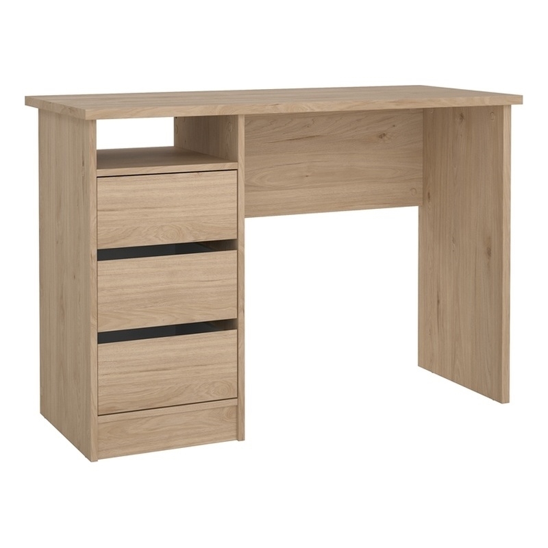 Pemberly Row Set of 2 Writing Desk & Adjustable 3-Shelf Bookcase in Brown