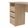 Pemberly Row Set of 2 Writing Desk & Adjustable 3-Shelf Bookcase in Brown