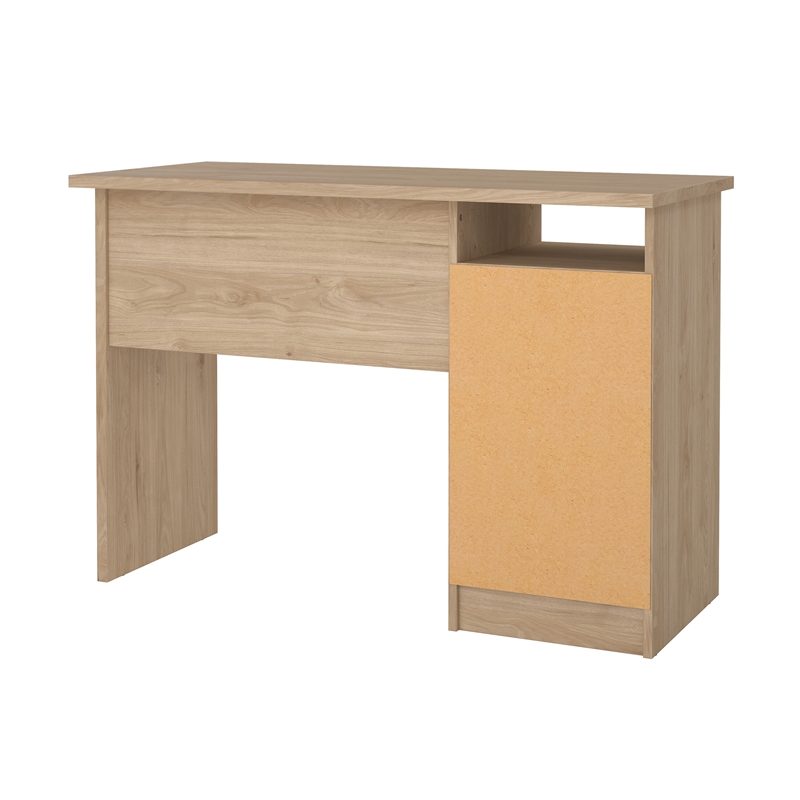 Pemberly Row Set of 2 Writing Desk & Adjustable 3-Shelf Bookcase in Brown