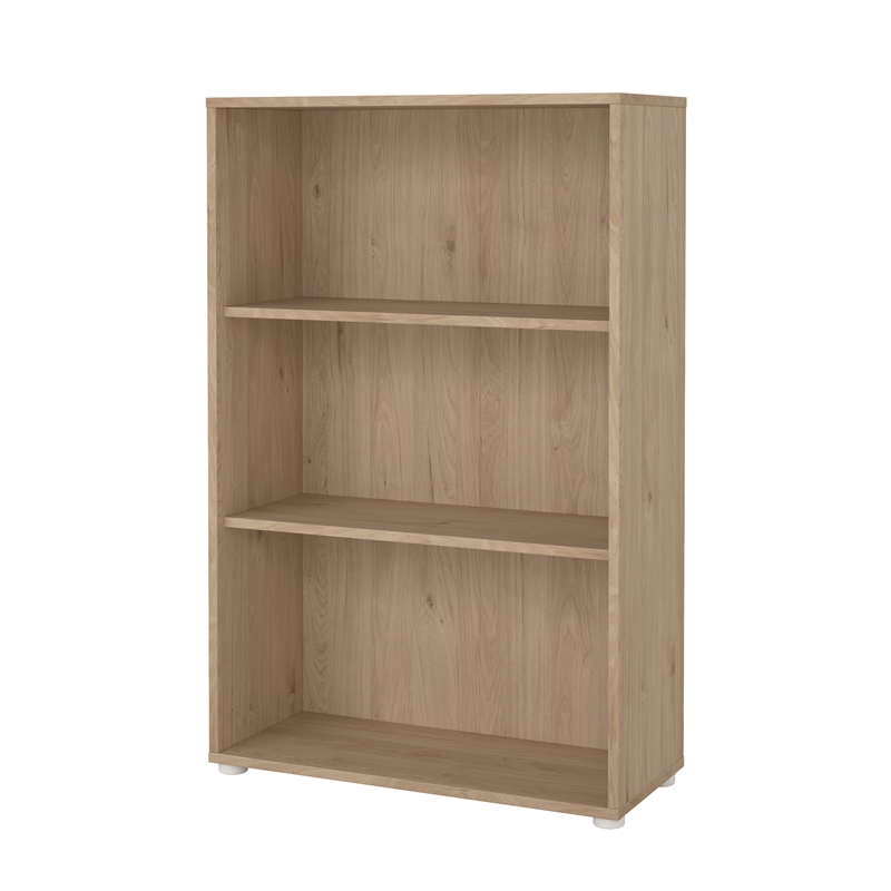 Pemberly Row Set of 2 Writing Desk & Adjustable 3-Shelf Bookcase in Brown