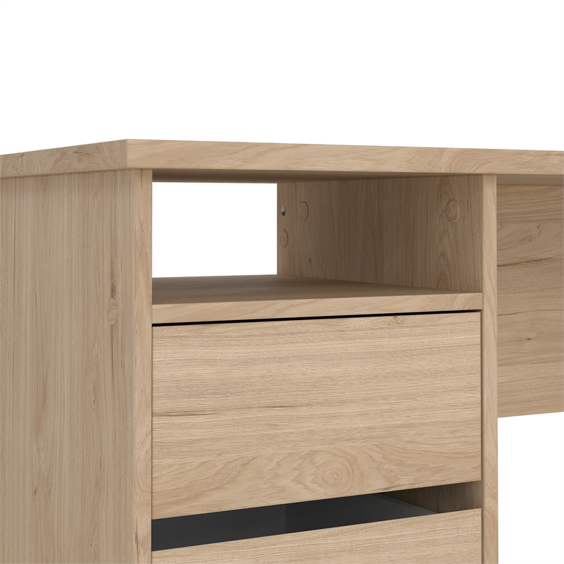 Pemberly Row Set of 2 Writing Desk & Adjustable 3-Shelf Bookcase in Brown