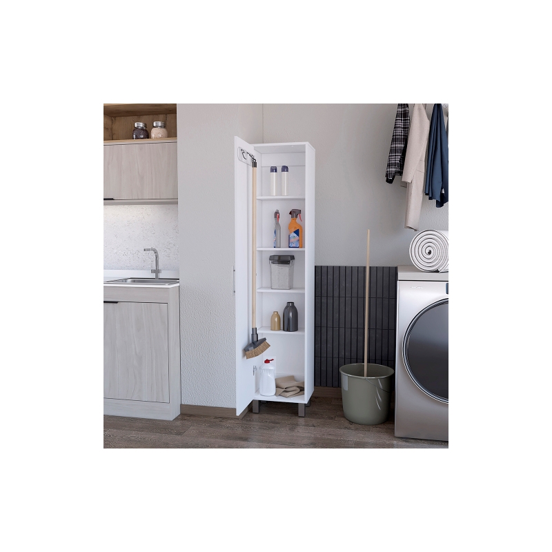Pemberly Row Contemporary Engineered Wood Storage Cabinet in White
