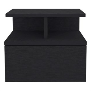 Pemberly Row Contemporary Engineered Wood Floating Nightstand in Black