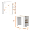 Pemberly Row Contemporary Engineered Wood Kitchen Island in White and Light Oak
