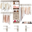 Pemberly Row Wood Closet Organizer System with 3 Shelf Towers & 4 Drawers in Oak