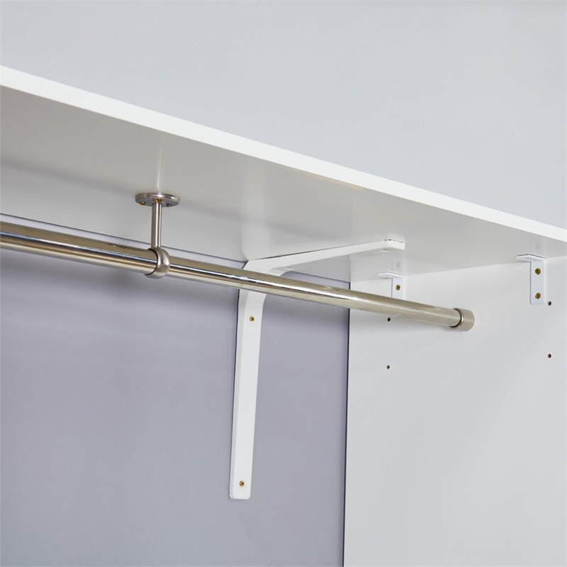 Pemberly Row Wood Closet Organizer System with 3 Shelf Towers in White
