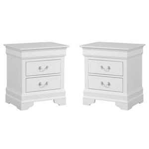 Pemberly Row Set of 2 Engineered Wood 2-Drawer Nightstands in White