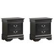 Pemberly Row Set of 2 Engineered Wood 2-Drawer Nightstands in Black