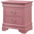 Pemberly Row Set of 2 Engineered Wood 2-Drawer Nightstands in Pink