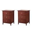 Pemberly Row Set of 2 Engineered Wood 3-Drawer Nightstands in Cherry