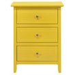 Pemberly Row Set of 2 Engineered Wood 3-Drawer Nightstands in Yellow