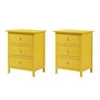 Pemberly Row Set of 2 Engineered Wood 3-Drawer Nightstands in Yellow