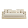 Pemberly Row Set of 2 Modern Velvet Loveseat and Sofa in Ivory
