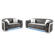 Pemberly Row Set of 2 Gray Velvet Loveseat and Sofa With LED Accent Lighting