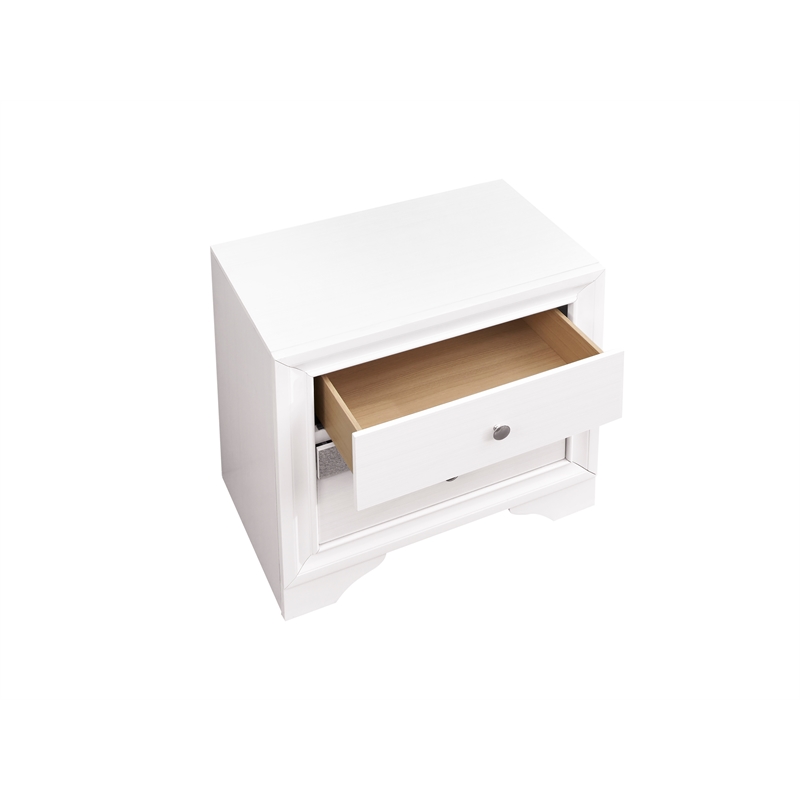 Pemberly Row Set of 3 Modern Dresser and Nightstand and Mirror in White
