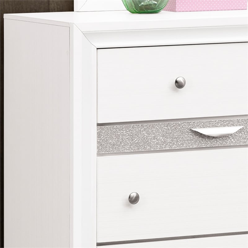 Pemberly Row Set of 3 Modern Dresser and Nightstand and Mirror in White