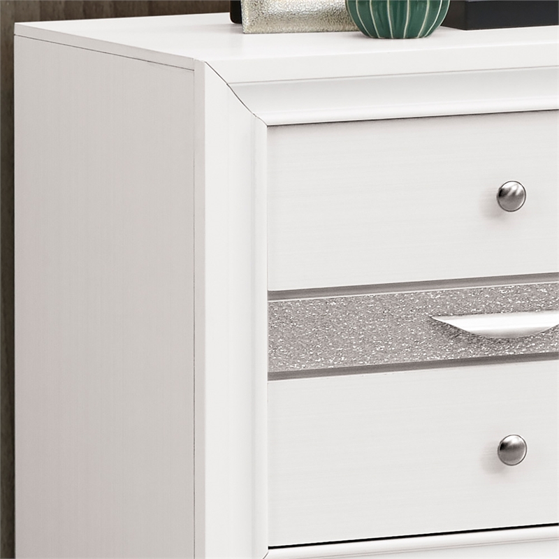 Pemberly Row Set of 3 Modern Dresser and Nightstand and Mirror in White