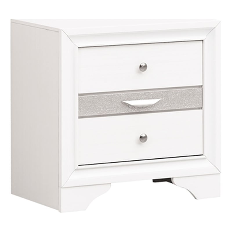 Pemberly Row Set of 3 Modern Dresser and Nightstand and Mirror in White