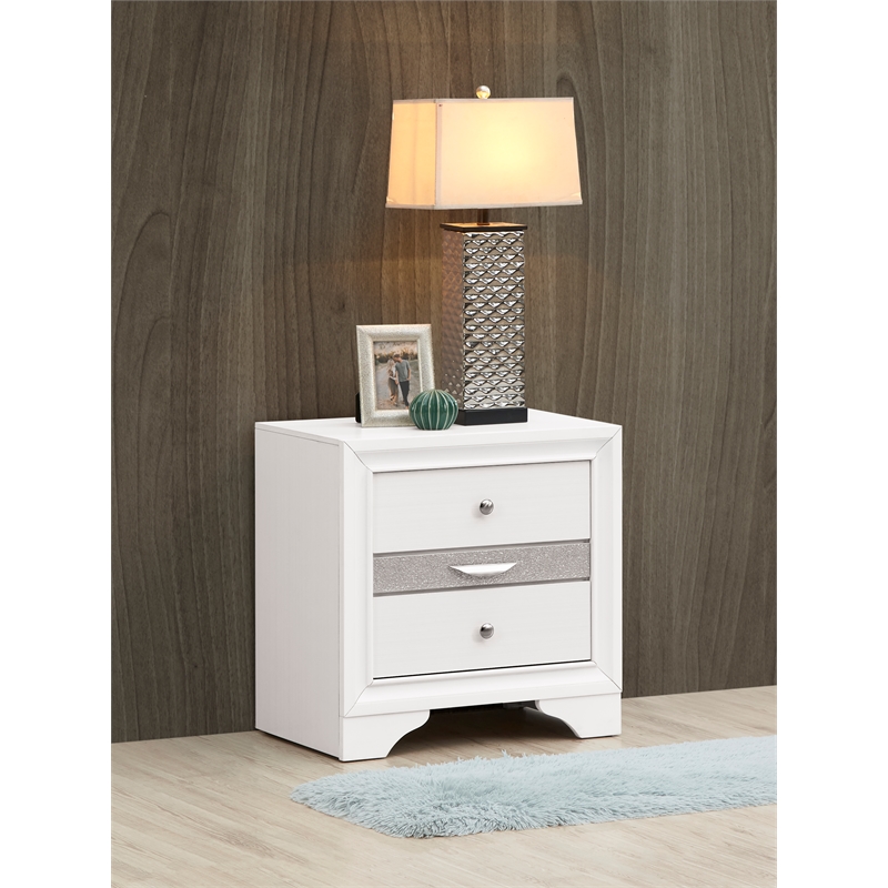 Pemberly Row Set of 3 Modern Dresser and Nightstand and Mirror in White