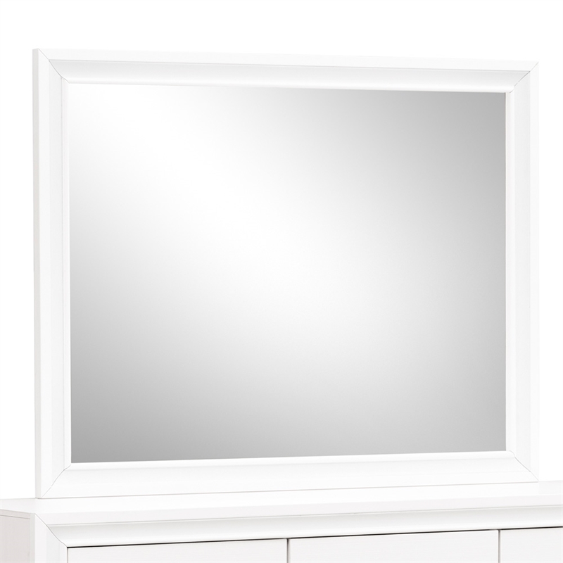Pemberly Row Set of 3 Modern Dresser and Nightstand and Mirror in White
