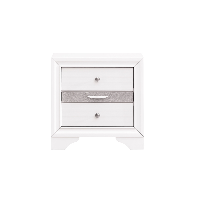 Pemberly Row Set of 3 Modern Dresser and Nightstand and Mirror in White